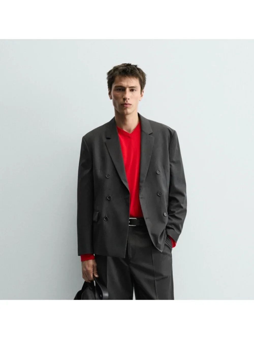Zara Mens Blazer Suit EU 46 US 36 Gray Regular Fit Double Breasted 6789/819 NWT